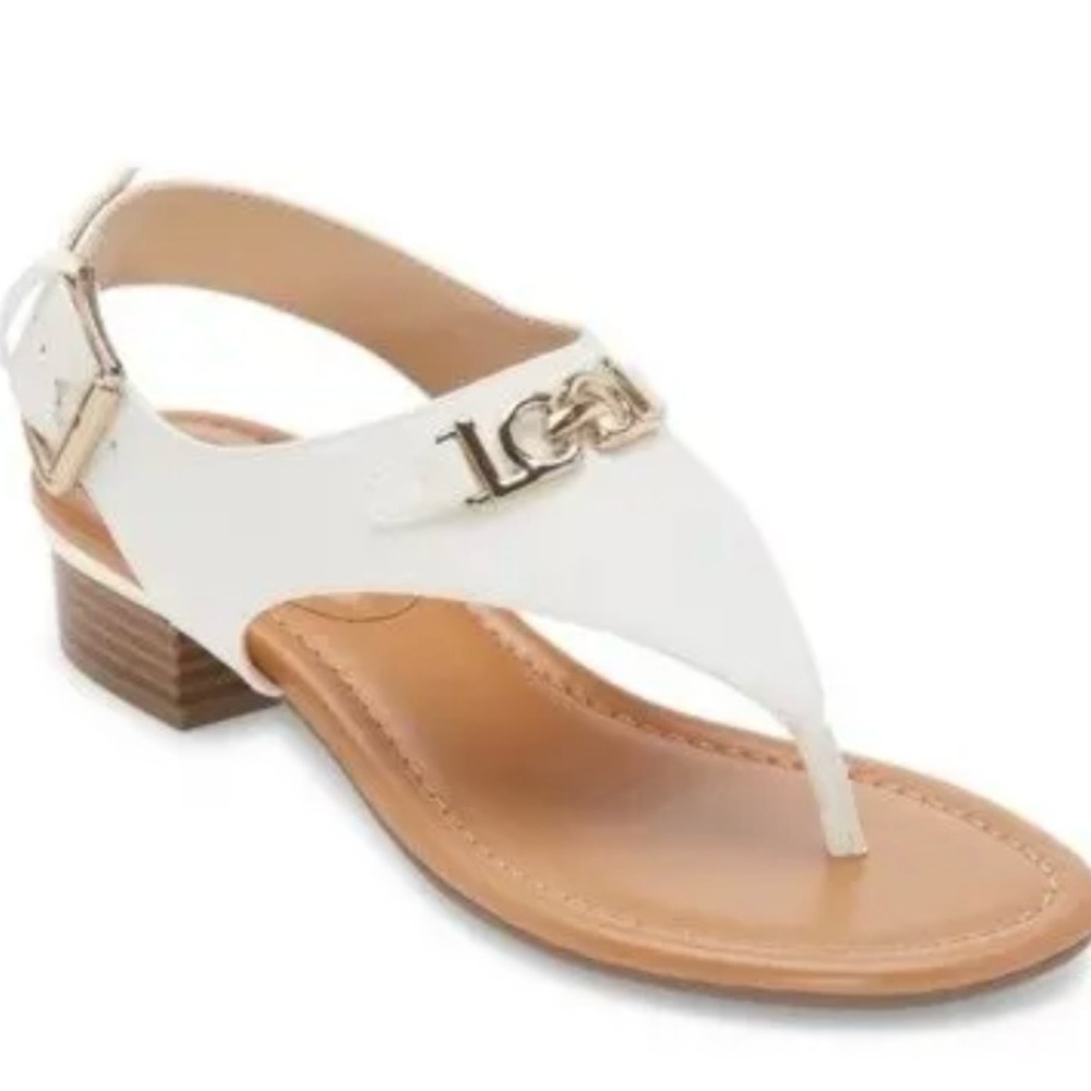 Liz Claiborne White and Tan Sandals